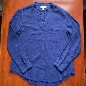 Anthropologie Cloth and Stone Fringed Button-Up